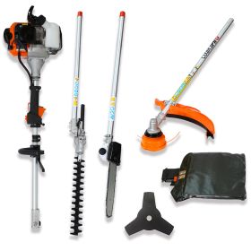 4 in 1 Multi-Functional Trimming Tool, 52CC 2-Cycle Garden Tool System with Gas Pole Saw, Hedge Trimmer, Grass Trimmer, and Brush Cutter EPA Compliant