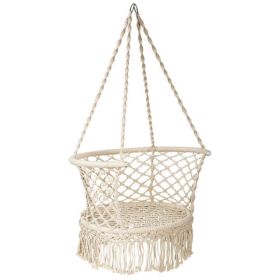 Hanging Hammock Chair with 330 Pounds Capacity and Cotton Rope Handwoven Tassels Design