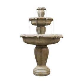 48inches Outdoor Concrete Floor Water Fountain with Submersible Electric Pump for Yard Patio Lawn Home Decor