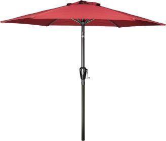 Simple Deluxe 7.5' Patio Outdoor Table Market Yard Umbrella with Push Button Tilt/Crank, 6 Sturdy Ribs for Garden, Deck, Backyard, Pool, 7.5ft, Red