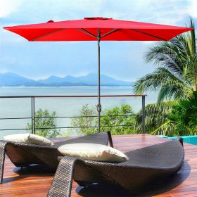 6.5FT Ã— 10FT Patio Umbrella Outdoor Red Uv Protection