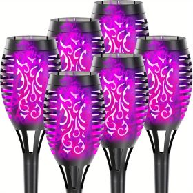 4/8/12pcs/pack Solar Outdoor Lights, 12LED Solar Torch Lights With Flickering Flame For Garden Decor (Color: Purple Light, size: 6pcs)