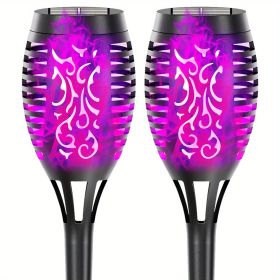 4/8/12pcs/pack Solar Outdoor Lights, 12LED Solar Torch Lights With Flickering Flame For Garden Decor (Color: Purple Light, size: 2pcs)