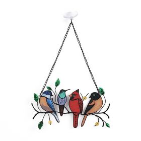 1set, Wrought Iron Bird Ornament Metal Model 4 Birds 7 Birds Pendant Painted Spray Paint Welding Handicraft Window Decoration, Garden Patio Decoration (Color: 4 Birds Metal Style 1)