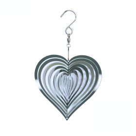 1Pack, 3D Rotating Wind Chime Wind Rotating Ornament Home Garden Decoration Red Heart Love Pendant 20CM/7.87in, Garden Patio Decoration (Color: 3.94inch Silver)