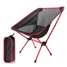 Superhard High Load Outdoor Camping Chair Travel Ultralight Folding Chair Portable Beach Hiking Picnic Seats Fishing Beach BBQ (Ships From: China, Color: Red)