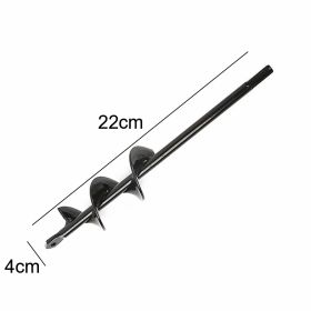 9 Size Garden Auger Drill Bit Tool Ground Drill Earth Drill Spiral Hole Digger Flower Planter Seed Planting Gardening Fence Yard (Ships From: CN, Color: 4X22cm)