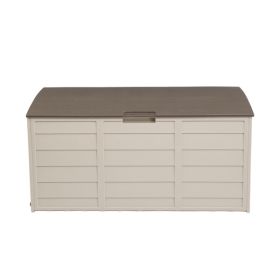 75gal 260L Outdoor Garden Plastic Storage Deck Box Chest Tools Cushions Toys Lockable Seat (Color: as picture)