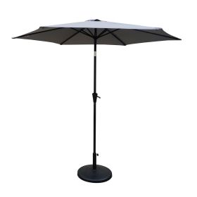 8.8 feet Outdoor Aluminum Patio Umbrella, Patio Umbrella, Market Umbrella with 42 pounds Round Resin Umbrella Base, Push Button Tilt and Crank lift (Color: as Pic)