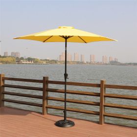 8.8 feet Outdoor Aluminum Patio Umbrella, Patio Umbrella, Market Umbrella with 33 pounds Round Resin Umbrella Base, Push Button Tilt and Crank lift (Color: as Pic)